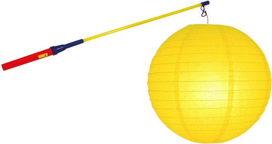 Lampionstokje 50 cm - met lampion - geel - D25 cm - Sint Maarten — afbeelding 2