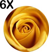 BWK Stevige Ronde Placemat - Close-Up van een Geel / Gouden Roos - Bloem - Set van 6 Placemats - 40x40 cm - 1 mm dik Polystyreen - Afneembaar