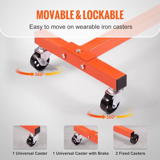 COSTWAY Motor Stand, 340 kg, Motor Jack, 360° Rotatable, with 4 Adjustable Arms, 3 Wheels and Non-Slip Handle, Motor Mount for Garages and Workshops (Model 2