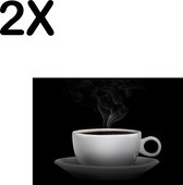 BWK Textiele Placemat - Kopje Koffie met Zwarte Achtergrond - Set van 2 Placemats - 35x25 cm - Polyester Stof - Afneembaar