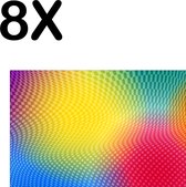 BWK Textiele Placemat - Gekleurd Patroon - Set van 8 Placemats - 45x30 cm - Polyester Stof - Afneembaar