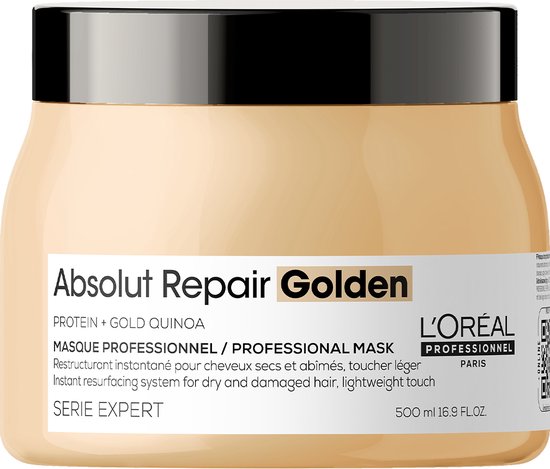L’Oréal Professionnel Absolut Repair Golden Mask – Herstelt fijner, beschadigd haar - Serie Expert – 500 ml