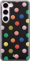 Hoesje geschikt voor Samsung Galaxy S23 - Retro Smileys - Emoji - Zwart - Soft Case Telefoonhoesje - TPU Back Cover - Casevibes