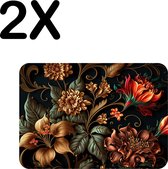 BWK Stevige Placemat - Prachtige Bloemen Kunst - Set van 2 Placemats - 40x30 cm - 1 mm dik Polystyreen - Afneembaar