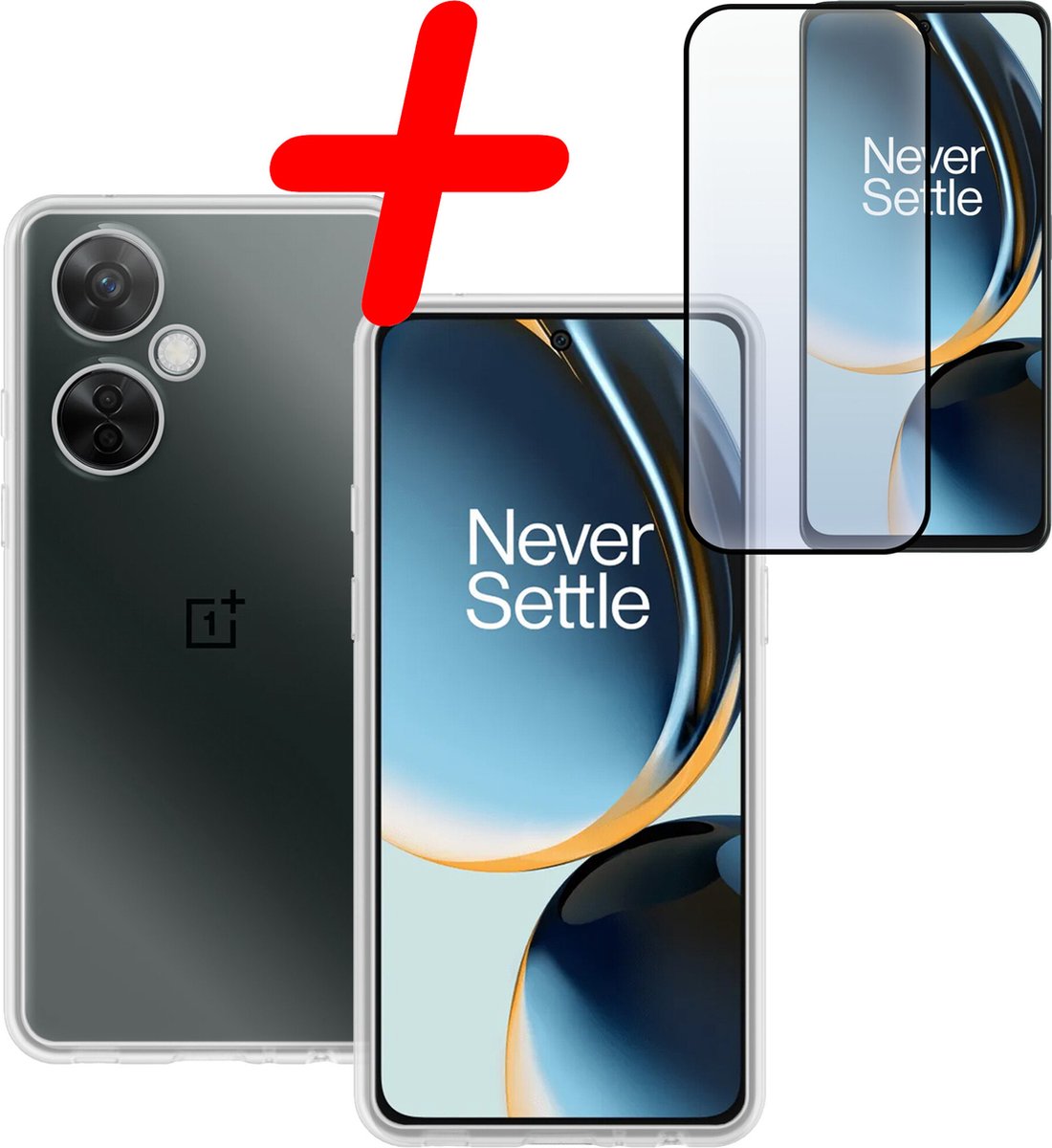 Hoesje Met Screenprotector - Geschikt voor OnePlus Nord CE 3 Lite - Sterk & Shockproof - Back Cover - Siliconen Case - Telefoon Hoes - Transparant