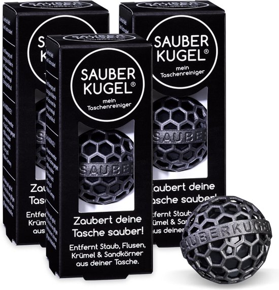 Sauberkugel - Nettoyeur de sacs - Boule de nettoyage - Zwart - Réutilisable - Pack de 3