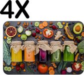 BWK Luxe Placemat - Kleurrijke Potten met Groente en Fruit - Set van 4 Placemats - 45x30 cm - 2 mm dik Vinyl - Anti Slip - Afneembaar