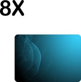 BWK Flexibele Placemat - Blauwe Golvende Achtergrond - Set van 8 Placemats - 35x25 cm - PVC Doek - Afneembaar