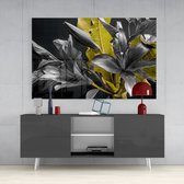 Bloemen Schilderij - Glasschilderij - Wanddecoratie - Woonkamer - Slaapkamer - 110x70m - 4 mm