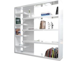 Vakkenkast Javi Wit - MDF - Breedte 200 cm - Hoogte 200 cm - Diepte 35 cm - Met planken - Zonder deuren