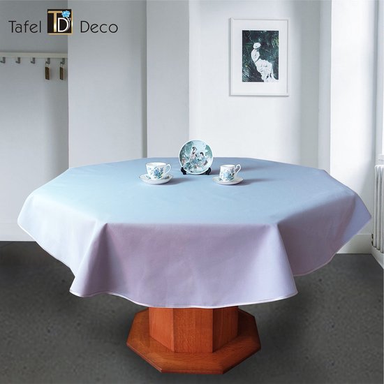 Foto: Tafel deco tafelkleed grijs met blauwe tint ovaal model jola 140 x 200 cm