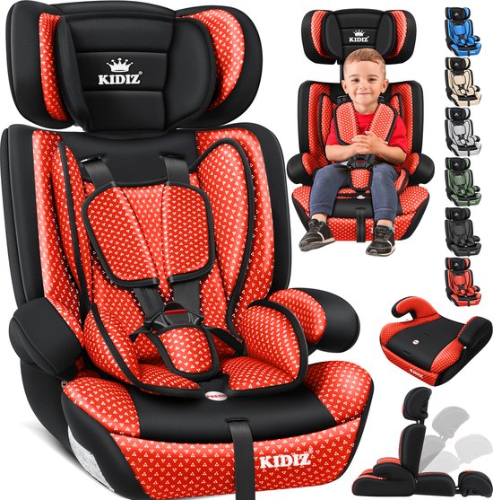 KIDIZ® kinderautostoeltje | kuip autostoeltje | 9 kg - 36 kg 1-12 jaar | groep 1/2 / 3 | universeel | goedgekeurd volgens ECE R44/04 | 6 verschillende kleuren | - Rood