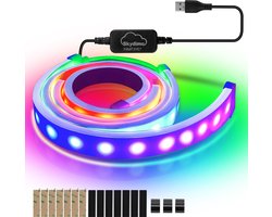 LED Strip voor gamingbureau, RGBIC LED-strip voor 27 inch PC-monitor, PC-achtergrondverlichting, USB led-verlichting met app-bediening