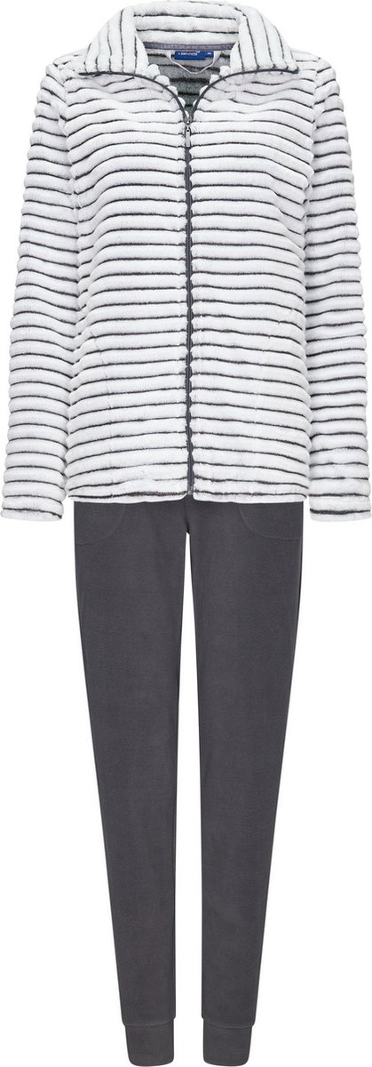 Rebelle dames huispak fleece - maat 42 - Schaduwstreep - grijs