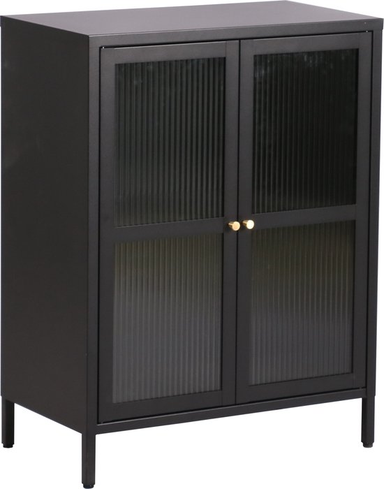 en.casa] Vitrinekast Fauske 101,5x80x40 cm zwart