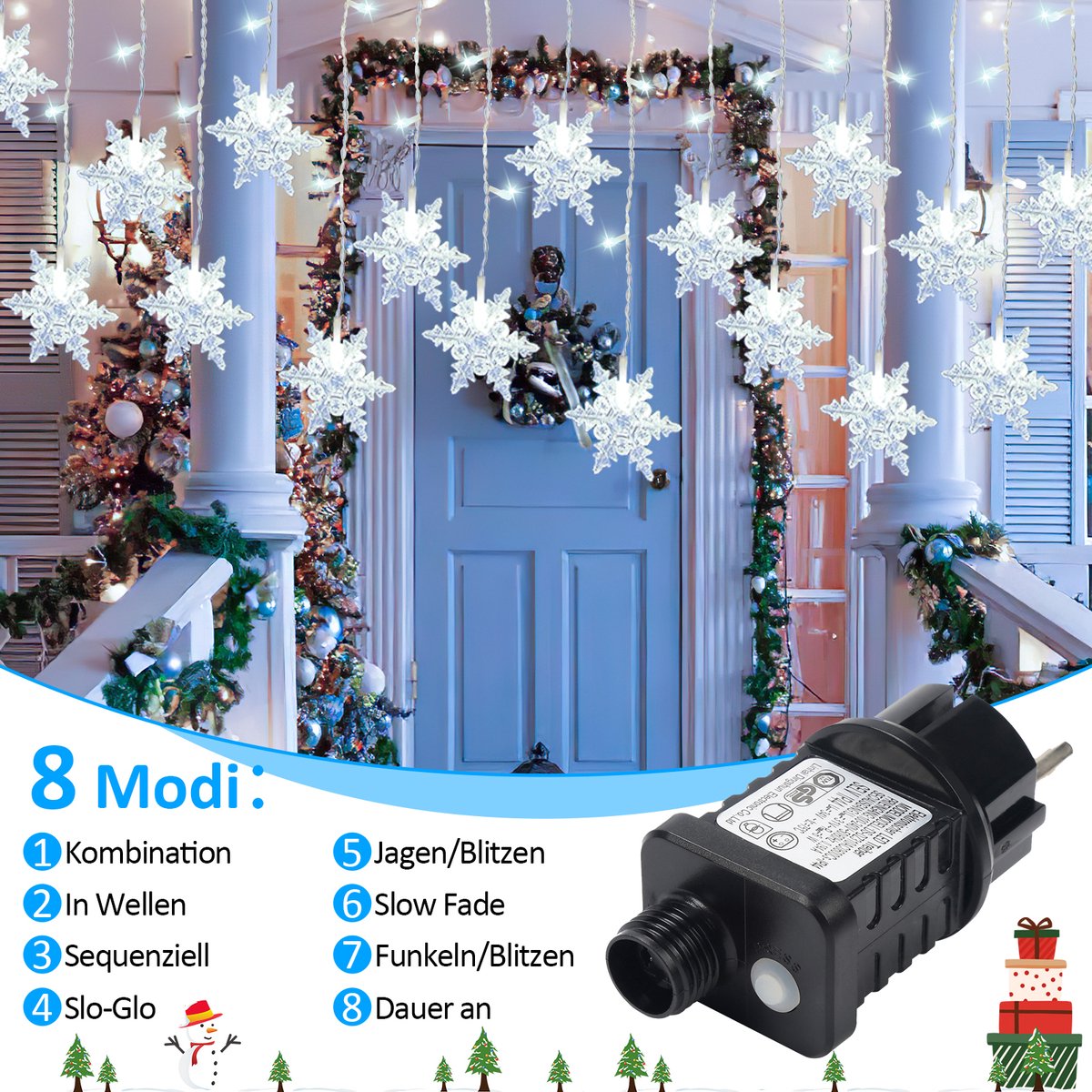 1 Guirlande Lumineuse En Forme De Flocon De Neige, 10/20/40 Led 1,5/3/6 M, Guirlande  Lumineuse Multicolore En Forme De Flocon De Neige, Alimentée Par Piles, Guirlande  Lumineuse Colorée Pour Chambre À Coucher