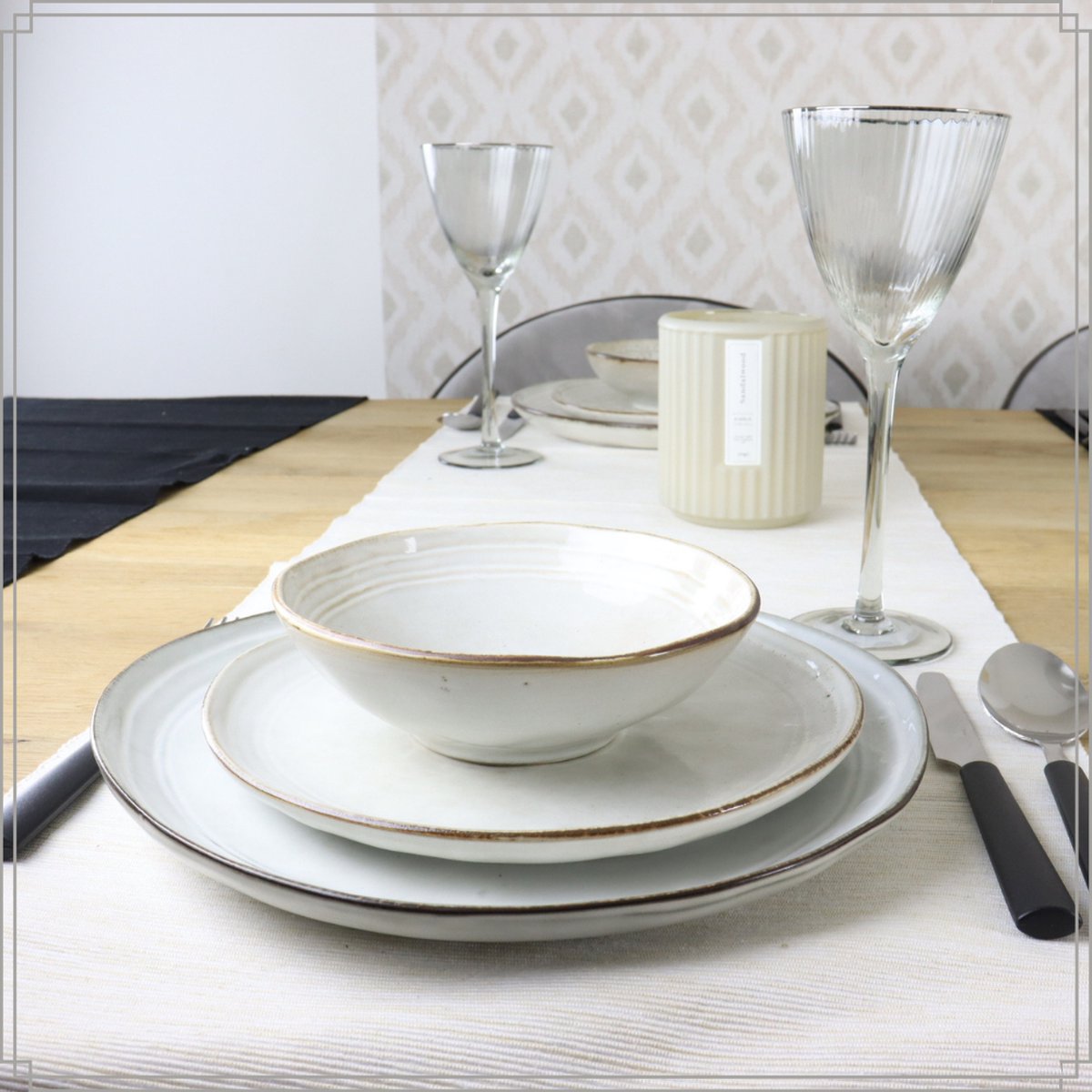 OTIX Serviesset - Beige - 6 Persoons - 18-delig - Bordenset - Keramiek - Vaatwasser bestendig - LILY — afbeelding 6