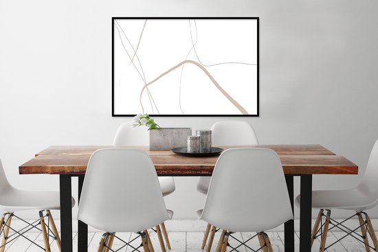 Cadre photo avec affiche - Abstrait - Minimalisme - Dessin au Line - 120x80 cm - Cadre pour affiche