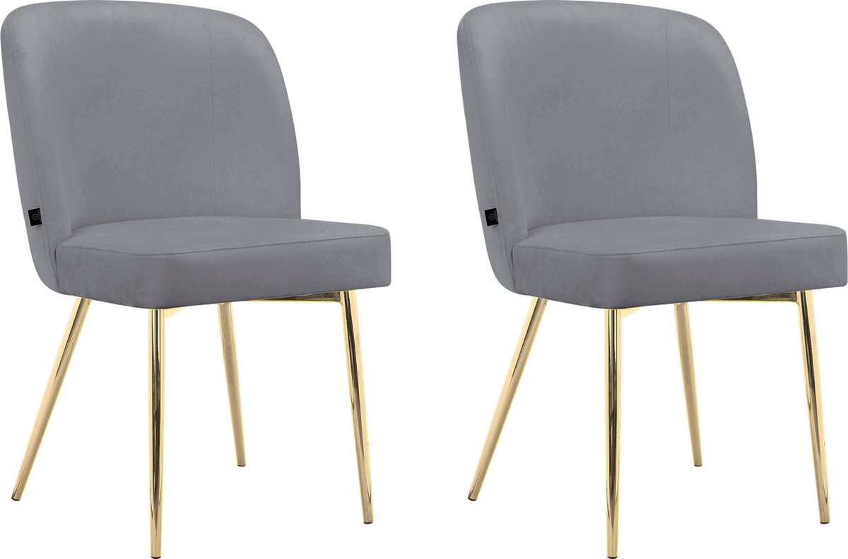 Notio Living Nagano-Eetkamerstoel - Set van 2 - Grijs Fluweel