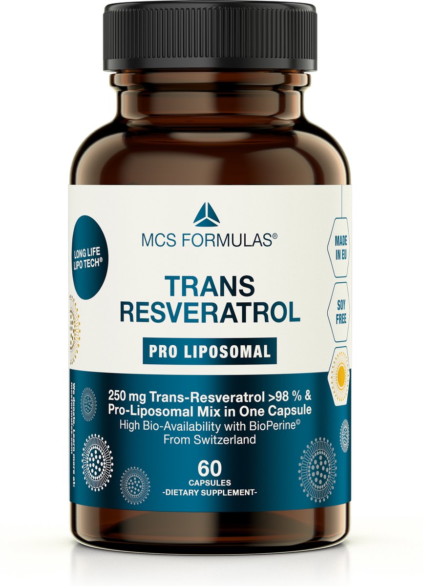 Goedkoopste Resveratrol - Liposomal - BioPerine - 98 Purity - 60 vcaps