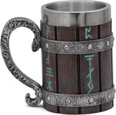 Guashuan Viking Chope à bière en bois – Tasse à café cool en acier inoxydable – Ensemble à boire en forme de seau avec poignée, 14,3 cm de long, volume de 600 ml Viking Cup Viking Cup Viking Gift