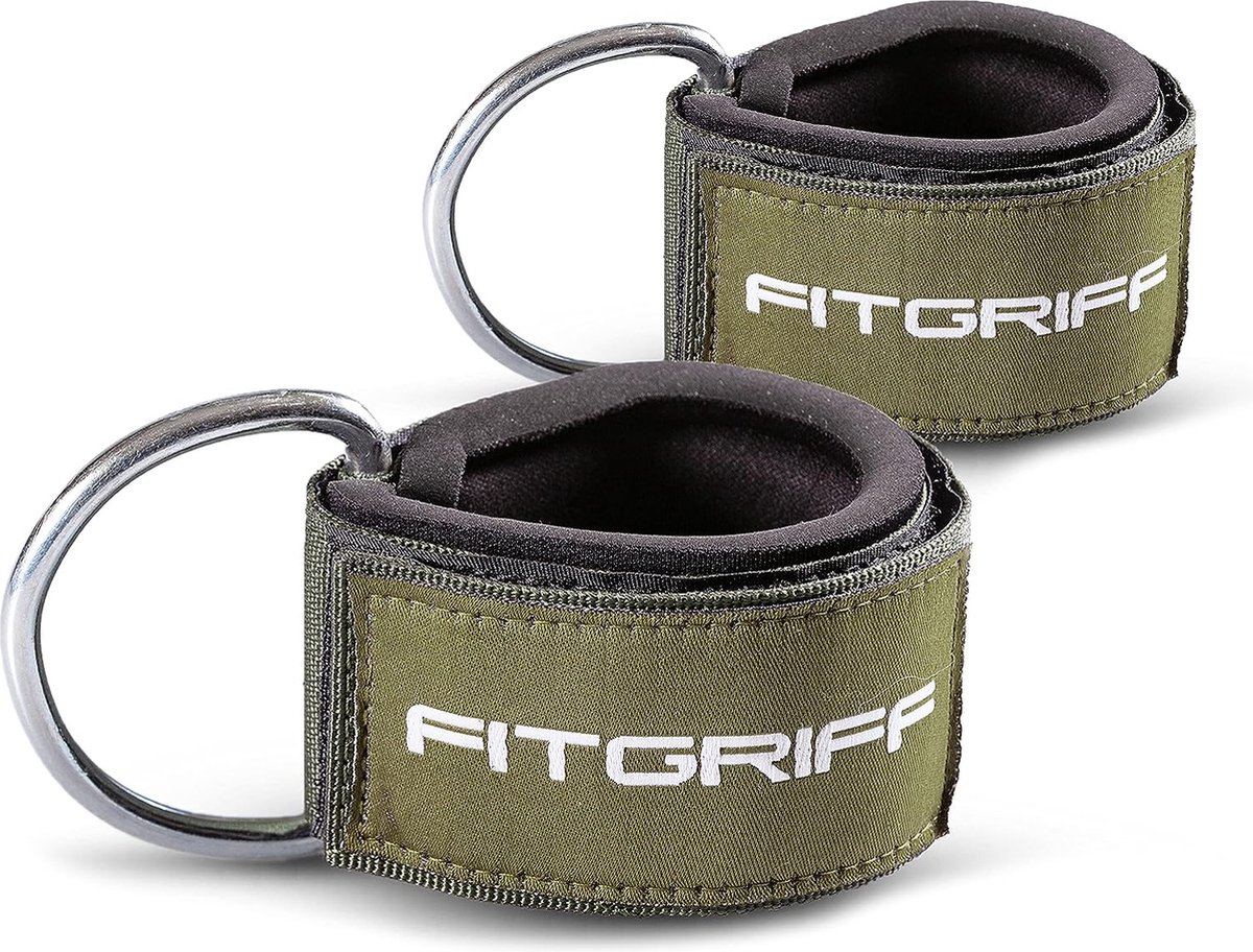 Comfort voetlussen (2 stuks) - voor fitness training aan de kabel - enkelboeien voor dames en heren (donkergroen)