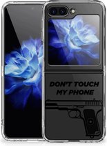 Back Case Siliconen Hoesje Geschikt voor Samsung Galaxy Z Flip 5 Telefoonhoesje Pistol Don't Touch My Phone