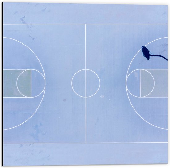 Dibond - Bovenaanzicht van Basketbalveld - 50x50 cm Foto op Aluminium (Wanddecoratie van metaal)