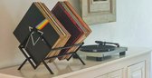 Stelleriana stalen vinyl/LP opbergrek, lp houder en boekenstandaard. Een systeem voor je platen, tijdschriften en boeken in één compacte kast.