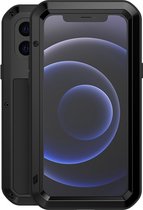 Apple iPhone 12 Mini hoes - Love Mei - Metalen extreme protection case - Zwart - GSM Hoes - Telefoonhoes Geschikt Voor Apple iPhone 12 Mini