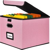 Opbergdoos met deksel, roze, opvouwbare stoffen opbergdozen, geschikt voor huis en kantoor, 38 x 32 x 27,5 cm, roze, 1 stuk