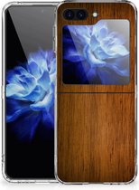 Smartphone hoesje Geschikt voor Samsung Galaxy Z Flip 5 Leuk Case Super als Vaderdag Cadeaus Donker Hout