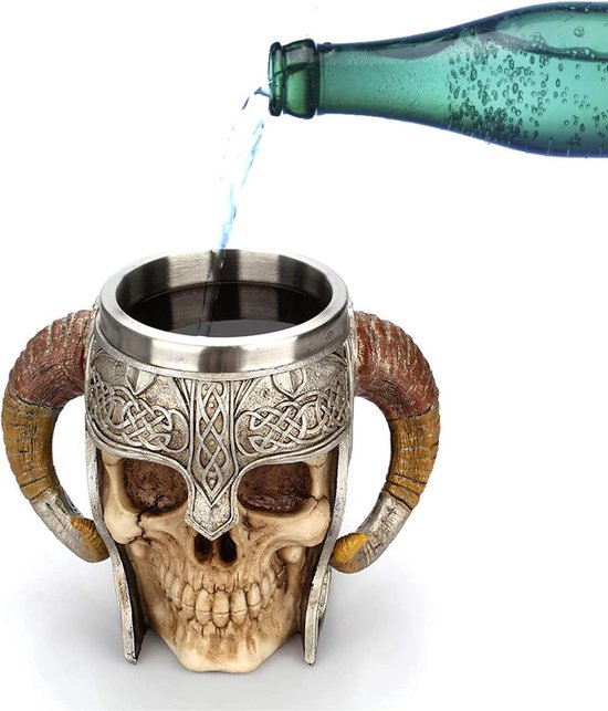 Echte Viking Metalen Tankard Geïsoleerde Buffelhoorn Mok Voor Bier Of Mede Voor