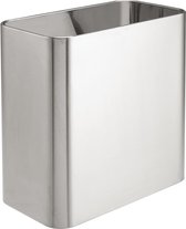 Rechthoekige prullenbak - Compacte prullenbak voor badkamer, kantoor en keuken met voldoende ruimte voor afval - Metalen prullenbak - Zilver