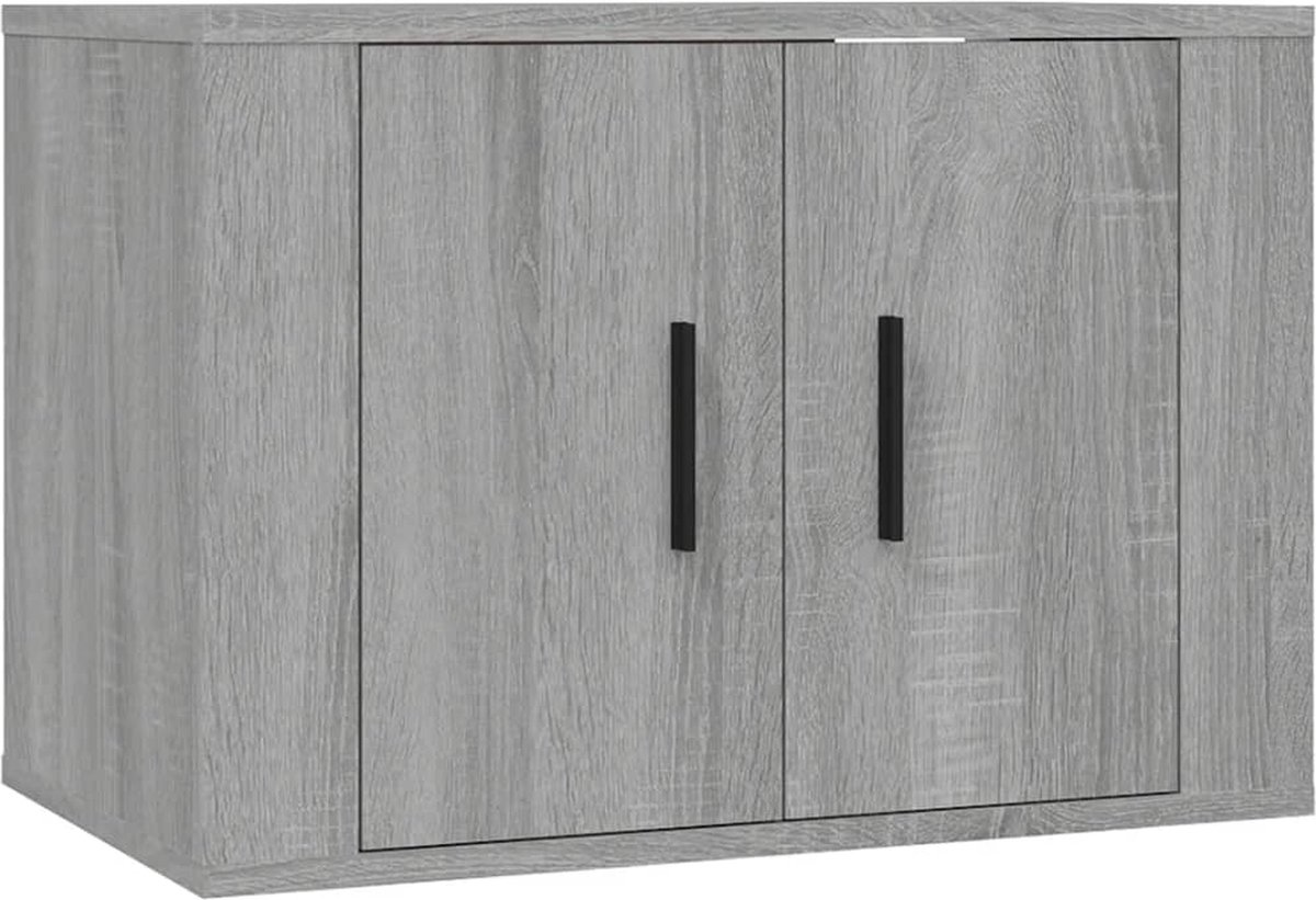 Tv-meubel 80x34,5x40 cm bewerkt hout metaal grijs sonoma eiken
