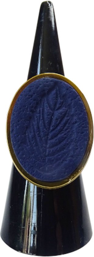 2 Love it Windsor - Ring - Taille réglable - Acier inoxydable - Argile polymère - 18 x 25 mm - Blauw - Doré