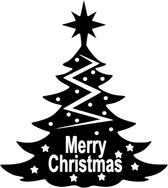 Djemzy - muurdecoratie woonkamer - wanddecoratie - hout - zwart - kerstboom Merry Christmas MDF 6 mm