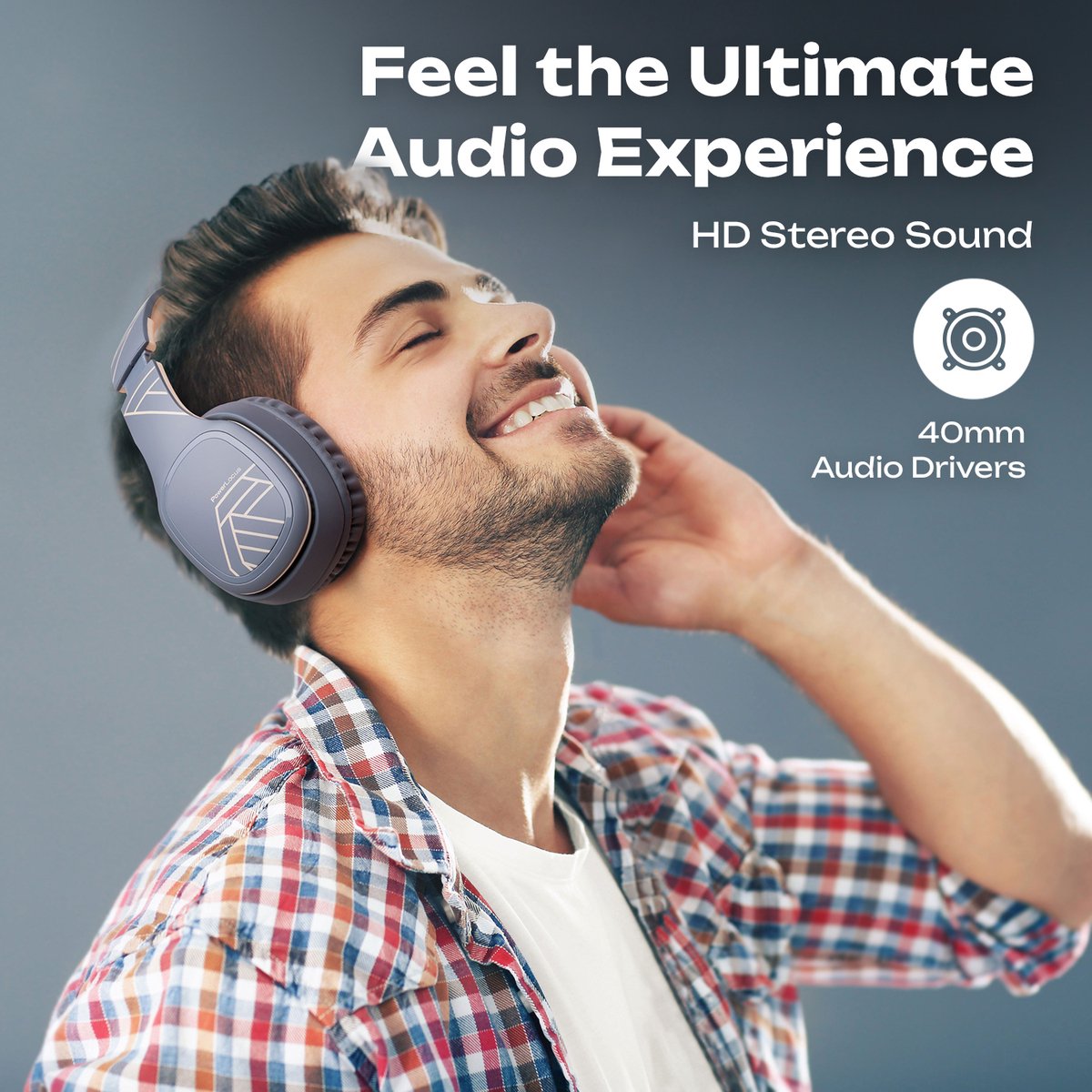PowerLocus P7 - Draadloze Over-Ear Koptelefoon Inklapbaar - Bluetooth Hoofdtelefoon - Met microfoon – Headphone – Incl. Carry Case - Asphalt Grey — afbeelding 7