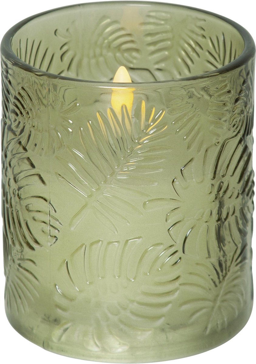 Star Trading LED-kaars Leaf van was, groen, 8,5x10cm