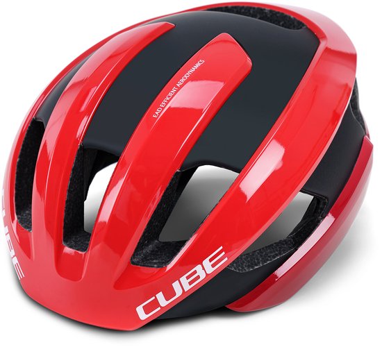 CUBE Casque de cyclisme Heron - Casque de vélo de course - MIPS - 9 trous d'aération - Ajustable - EPS triple in-mold - Rouge brillant - 52-57 cm - M