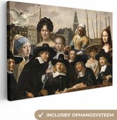 Canvas Schilderij Collage - Schilderij - Oude Meesters - 90x60 cm - Wanddecoratie