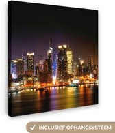 Canvas Schilderij New York - Manhattan - Skyline - 90x90 cm - Wanddecoratie
