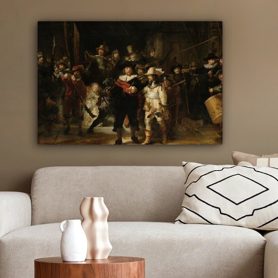 Toile - Peinture La Ronde de Nuit - Art - Maîtres anciens - Rembrandt - 180x120 cm - Décoration murale - Salon