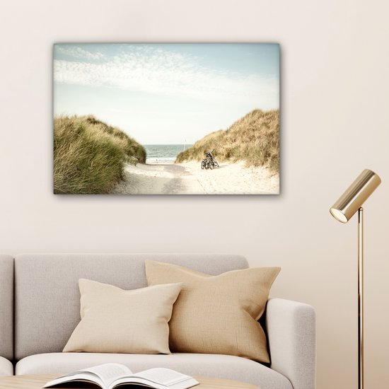 Toile Peinture Plage - Dune - Ciel - 150x100 cm - Décoration murale