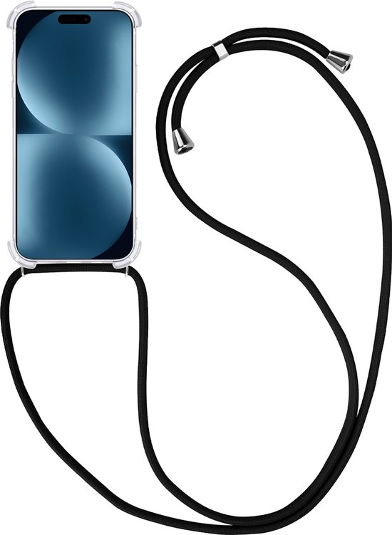 Coque iPhone 15 Pro en Siliconen résistante aux chocs avec cordon - Coque  transparente