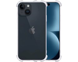 Hoesje - Geschikt voor Apple iPhone 15 Plus - Sterk & Shockproof - Siliconen Shock Case - Hoes Cover - Telefoonhoes - Transparant