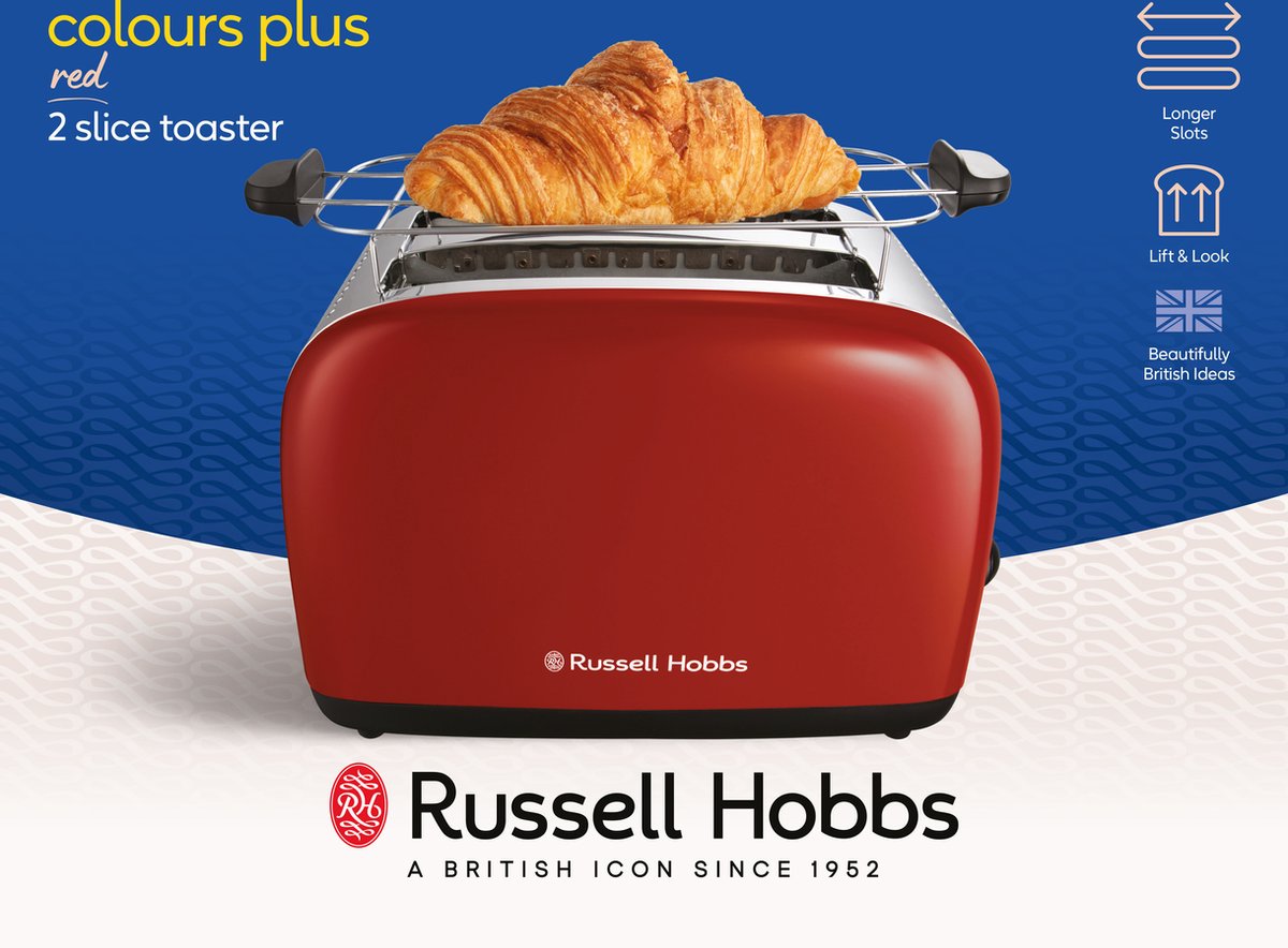 Russell Hobbs Colors Plus+ Rouge Flamme Grille-Pain 2 Tranches