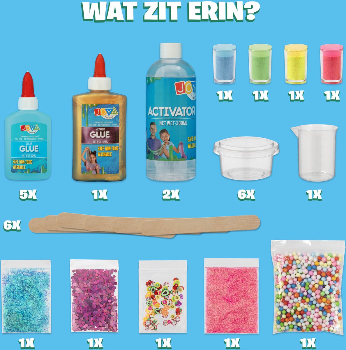Slijm Maken Set 30pcs - DIY Slime Pakket voor Kinderen - Glitter Slijm - Metallic Slime - Slijm Activator - Cadeau Meisje 6 Jaar - Joya Creative — afbeelding 2