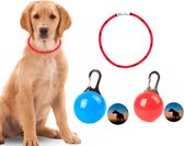 LED Honden Halsband Rood SET - Met 2 LED Veiligheidslampjes voor de Hond - Blauw en Rood - Handig voor aan de Halsband in het Donker