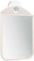 Miroir de rasage sans condensation avec ventouse, peut également être utilisé comme miroir de maquillage, le miroir de maquillage idéal pour la salle de bain, coloris crème/argent mat
